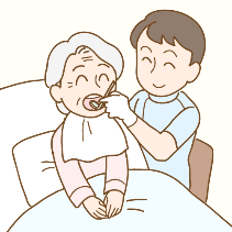 訪問歯科診療を受けるおばあさん