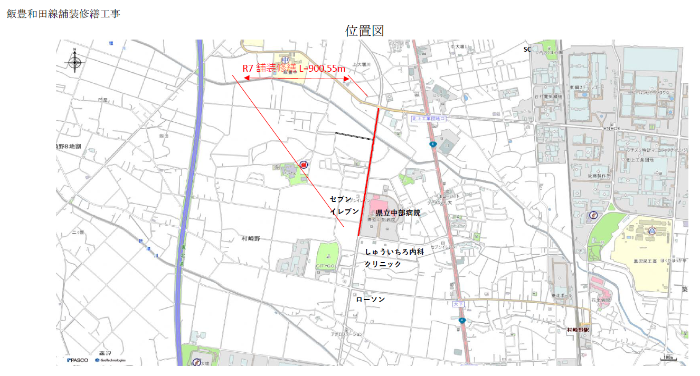 岩手中部病院から県道に抜ける市道は、6月9日から舗装修繕工事のため夜間片側交互通行になります。混雑を避けるため迂回願います。