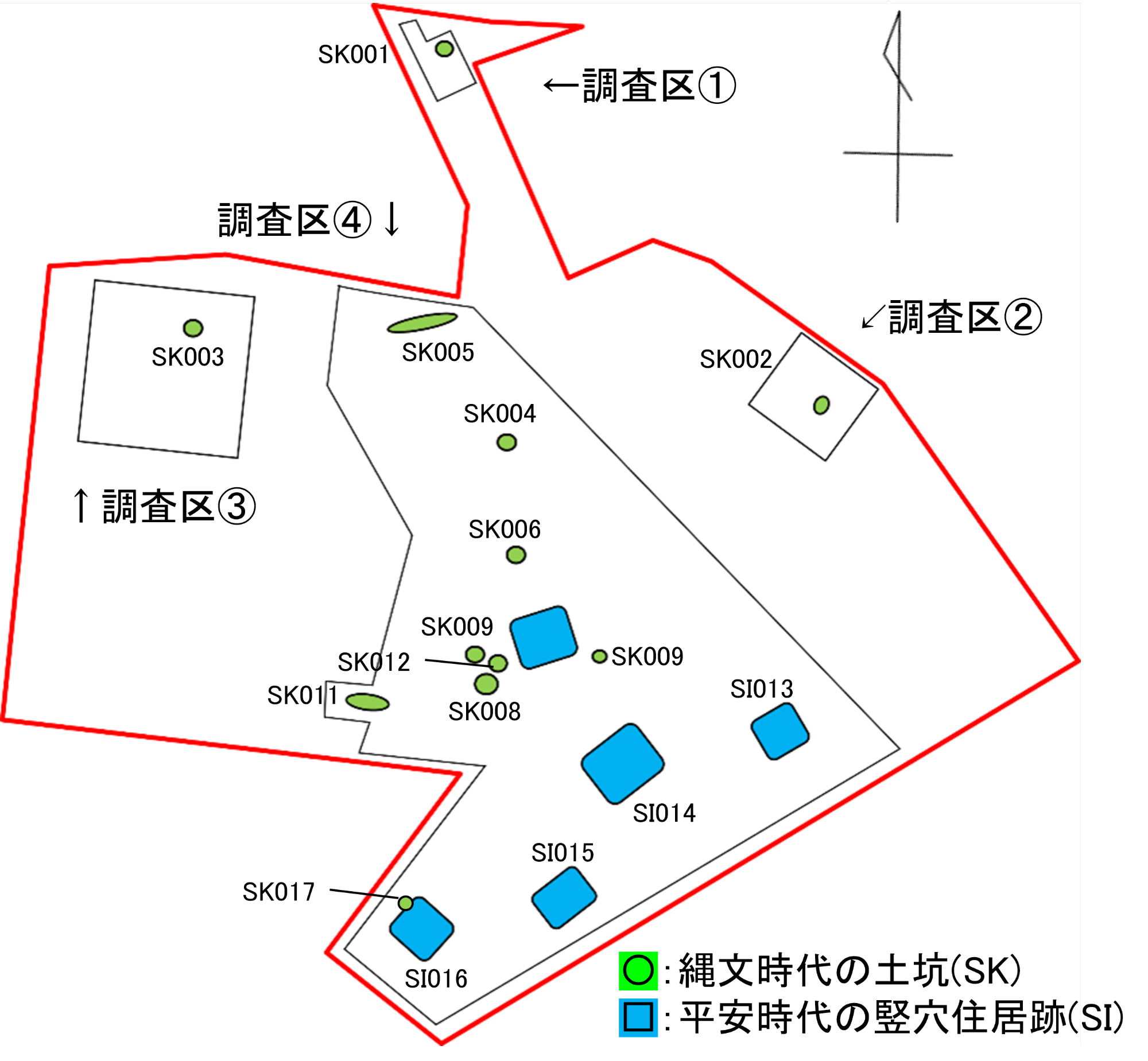 秋子沢遺跡遺跡遺構配置図