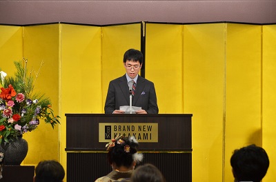 新成人を代表し、とばせ園利用者の渡邊翔太さんがあいさつしました