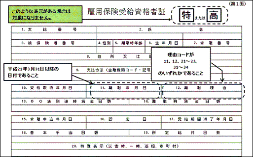 雇用保険受給資格者証のサンプル1