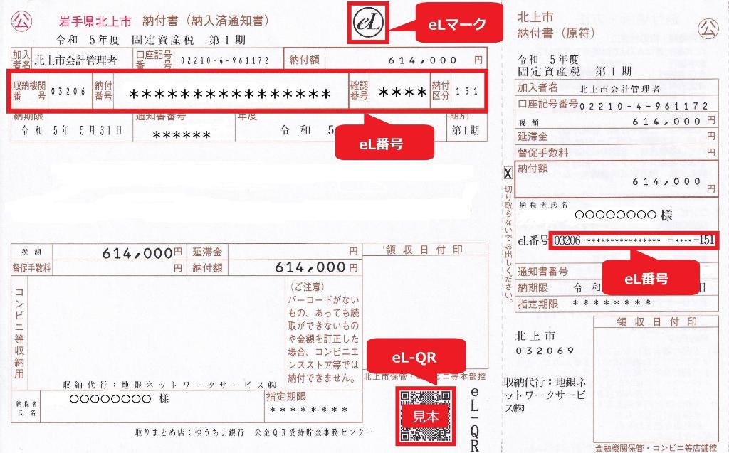 地方税統一QRコード対応納付書