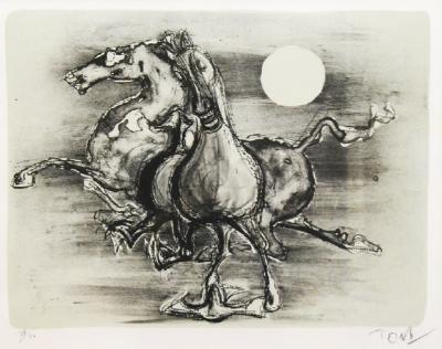 利根山光人の描いた馬（版画作品）