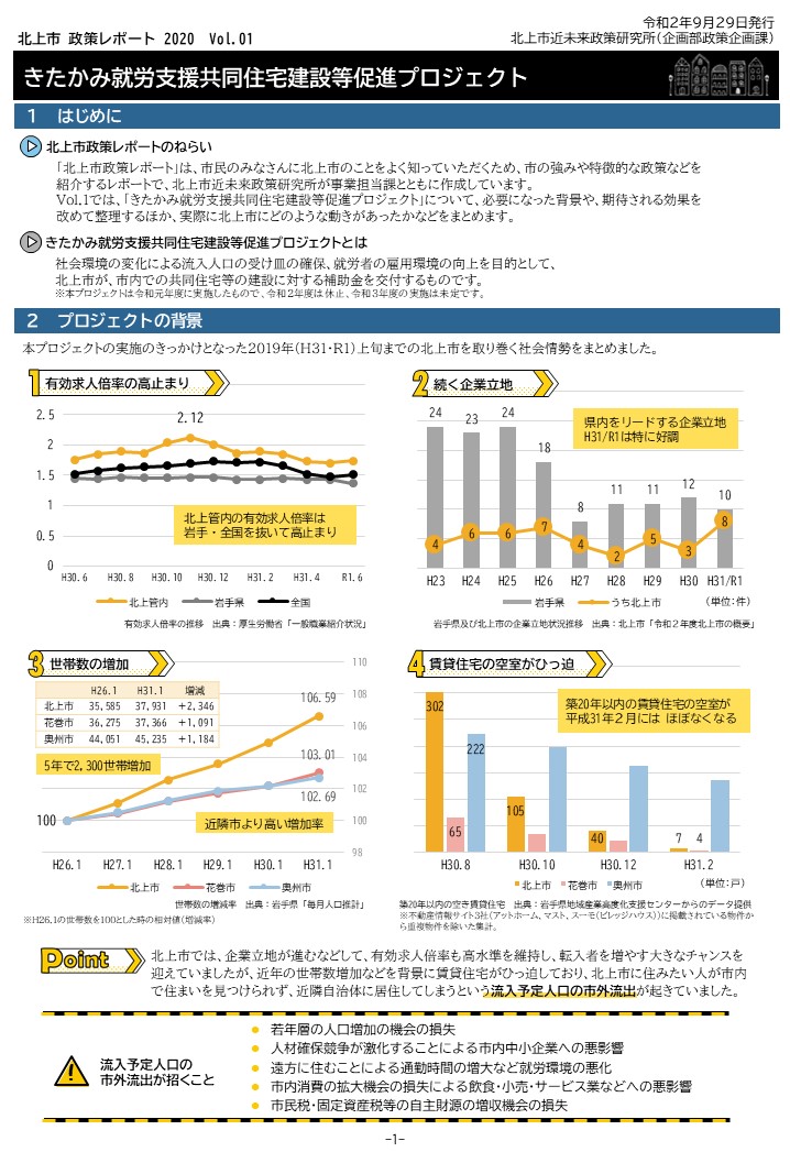北上市政策レポート（イメージ）