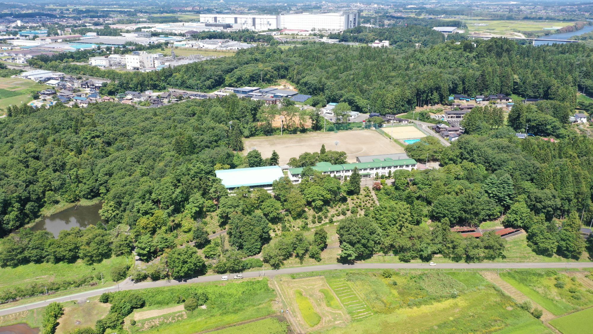 秋子沢遺跡空撮写真（東から）