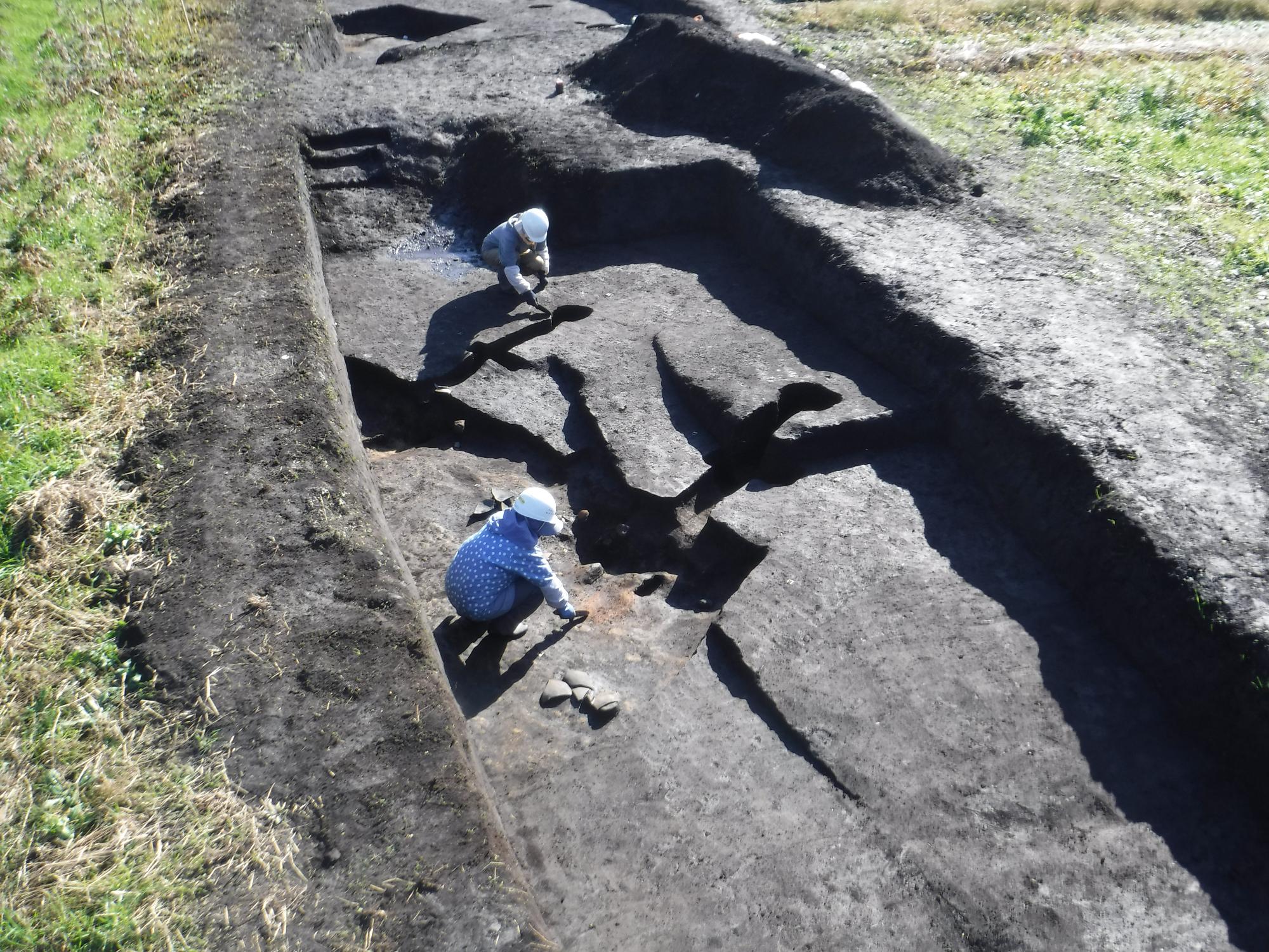 平安時代の竪穴住居跡　北西から